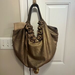 Tahari gold tote bag
